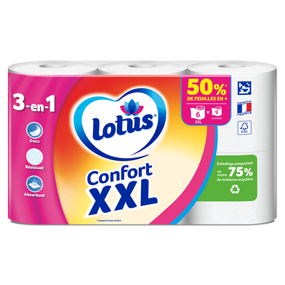Papier toilette extrait de lotus aquatube 2 Plis LOTUS - 6 rouleaux