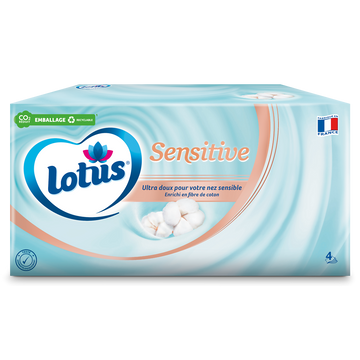 Mouchoirs blancs sensitive LOTUS, x80