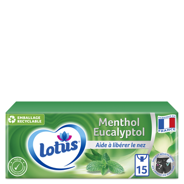 Mouchoirs au menthol et eucalyptus LOTUS, 15 étuis