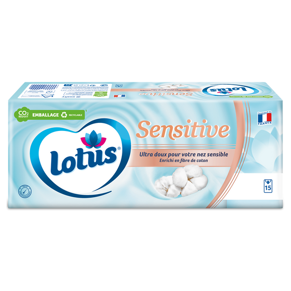 Mouchoirs Sensitive LOTUS, 15 étuis