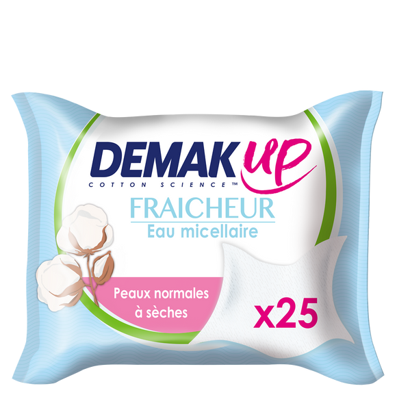 Lingettes à l'eau démaquillante pour peaux sèches et sensibles DEMAK'UP, x25