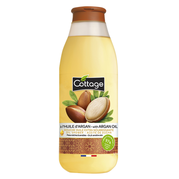 Douche huile extra nourrissante huile d'argan COTTAGE, flacon de 560ml
