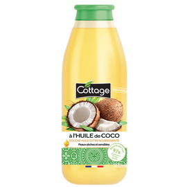 Douche huile extra nourrissante huile de coco COTTAGE, flacon de 560ml