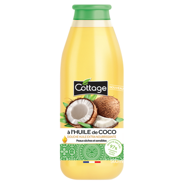 Douche huile extra nourrissante huile de coco COTTAGE, flacon de 560ml