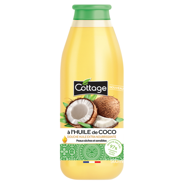 Douche huile extra nourrissante huile de coco COTTAGE, flacon de 560ml