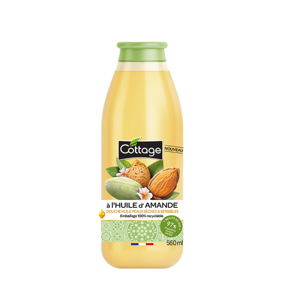 Gel Douche huile extra nourrissante huile d'amande COTTAGE, flacon de560ml