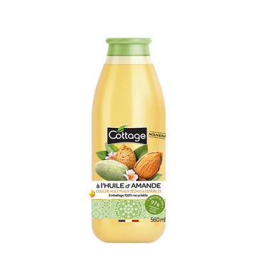 Gel Douche huile extra nourrissante huile d'amande COTTAGE, flacon de560ml