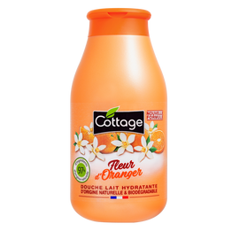 Douche lait hydratante fleur d'oranger 97% d'ingrédients naturelle COTTAGE, flacon de 250ml