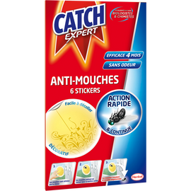 Insecticide stickers anti-mouches décoratifs jaunes CATCH - X6