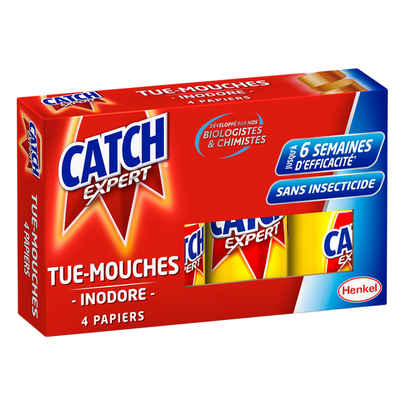 Papier tue-mouches CATCH, étui de 4 rouleaux