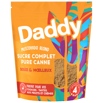 Sucre complet blond pure canne DADDY, sachet 500g