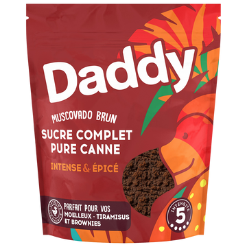Sucre complet brun pure canne DADDY, sachet 500g