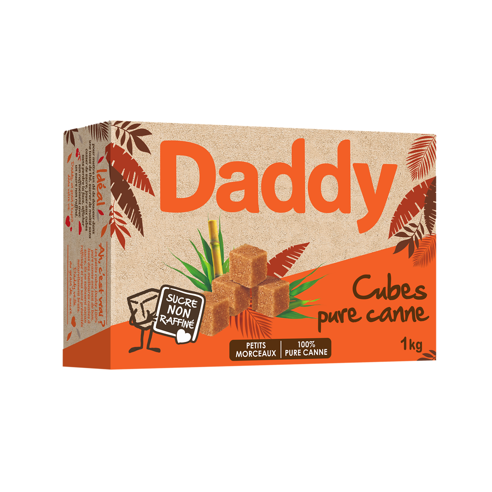 Sucre pure canne non raffiné petits morceaux DADDY, 1kg