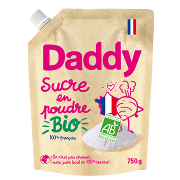Sucre en poudre de betterave bio DADDY, profil pack 750g