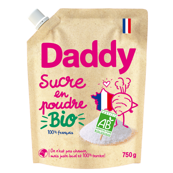 Sucre en poudre de betterave bio DADDY, profil pack 750g