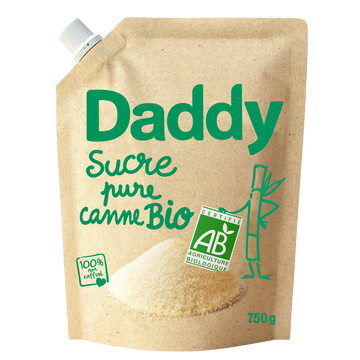 Sucre poudre pure canne bio DADDY profil pack kraft, 750g