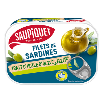 Filet de sardines bio à l'huile d'olive SAUPIQUET 70g