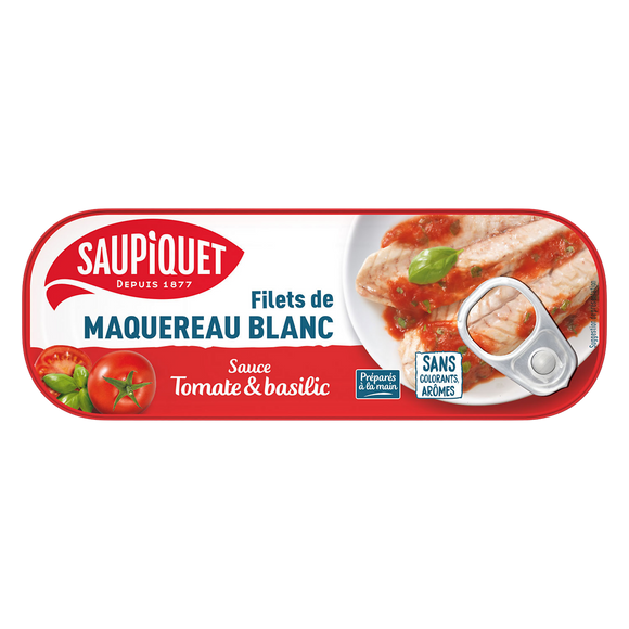 Filets de Maquereau Blanc Tomate Basilic SAUPIQUET, 169g