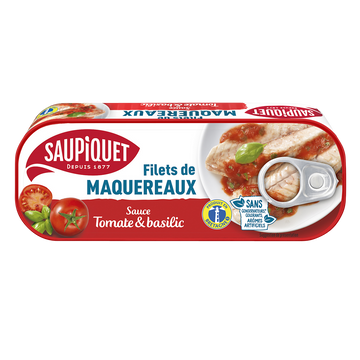 Filets de maquereaux sauce tomate et basilic  SAUPIQUET - 169g