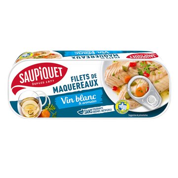 Filets de maquereaux au vin blanc & aromates  SAUPIQUET - 176g