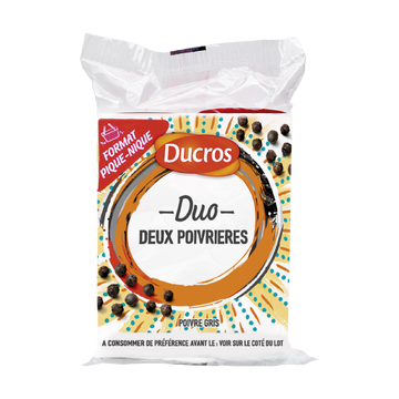 Poivre gris moulu, DUCROS, lot de 2 poivrières, 36g