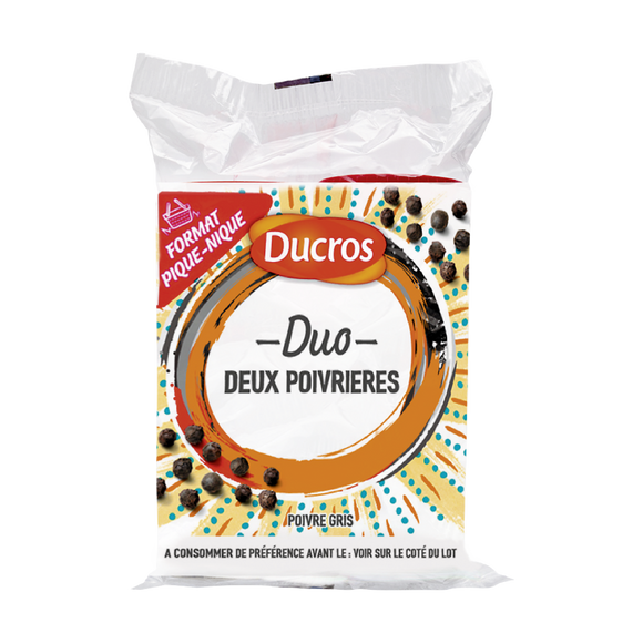 Poivre gris moulu, DUCROS, lot de 2 poivrières, 36g