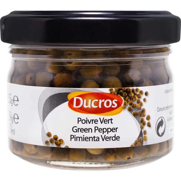 Poivre vert en saumure DUCROS, pot en verre 35g