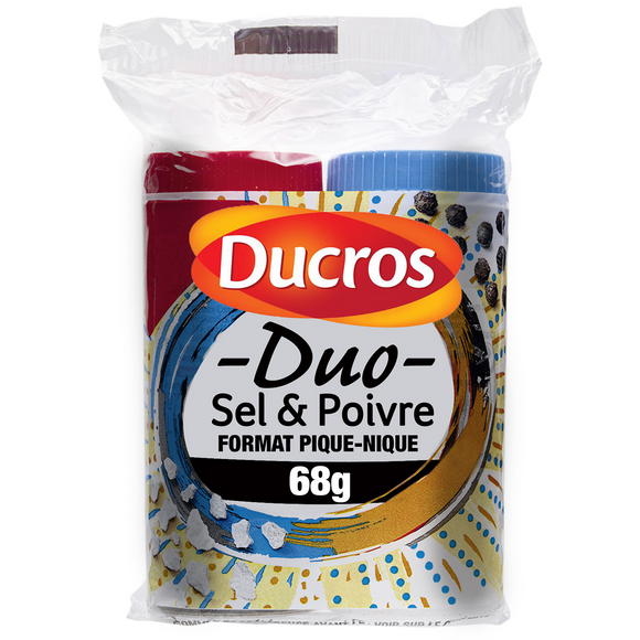Duo de poivre gris moulu et sel fin DUCROS, 68g
