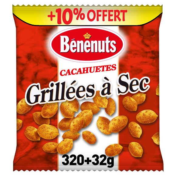 Cacahuètes grillées à sec BENENUTS sachet 320g+10% offert 352g