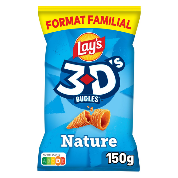 Biscuits apéritifs Saveur Nature format familial LAY'S 3D'S BUGLES - 150g