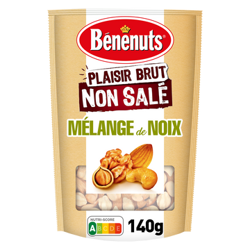 Mélange non salé  amandes, noix, cajous, noisettes BENENUTS Plaisir brut - 140g