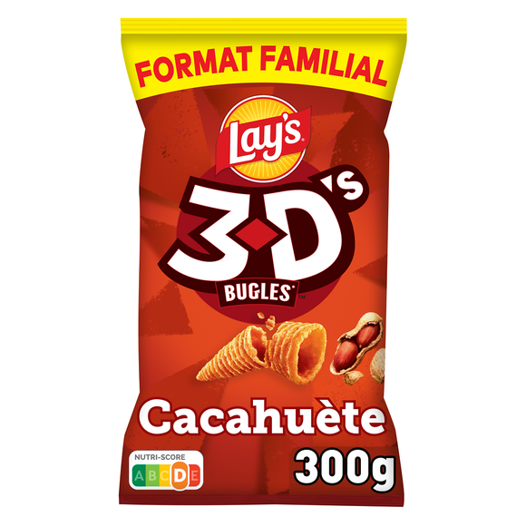 Biscuits apéritifs Saveur Cacahuète - LAY'S 3D'S BUGLES - 300g