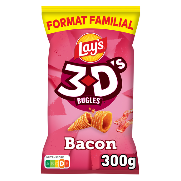 Biscuits apéritifs Saveur Bacon - LAY'S 3D'S BUGLES - 300g