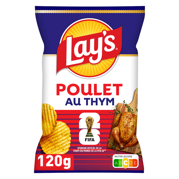 Chips ondulées saveur poulet thym LAY'S, sachet 120g