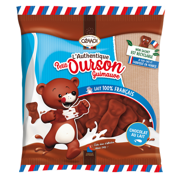 Bonbon Oursons guimauve enrobés de chocolat CEMOI 170g