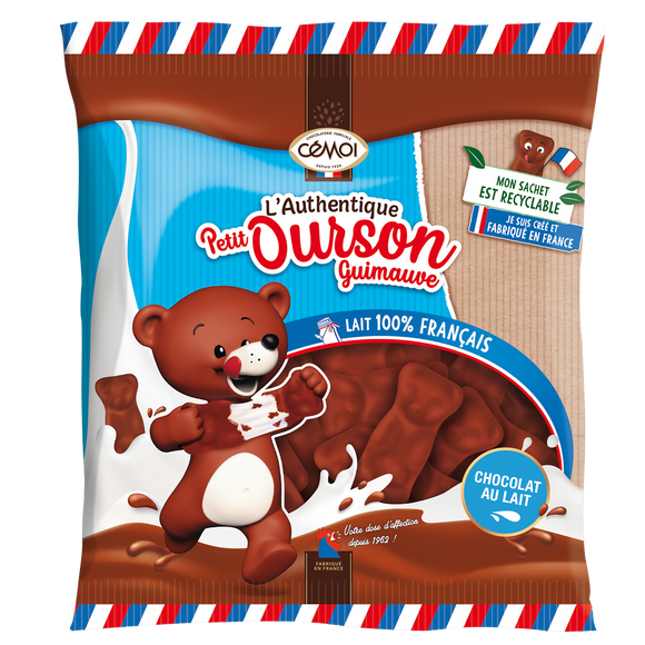 Bonbon Oursons guimauve enrobés de chocolat CEMOI 170g