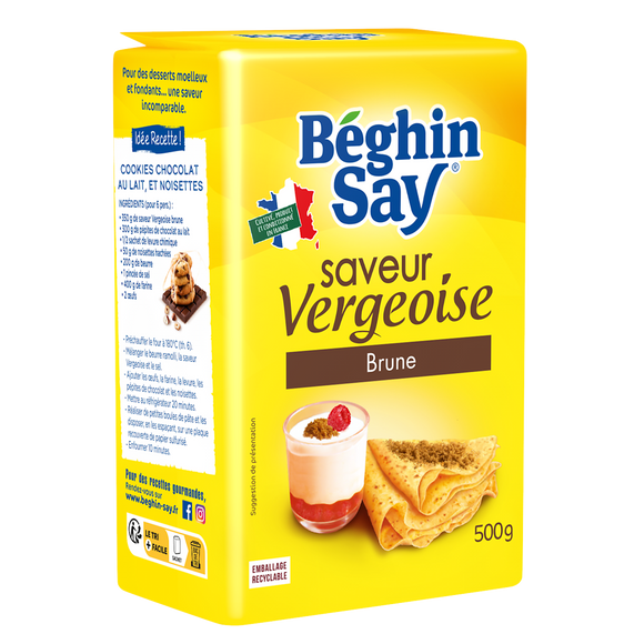 Sucre vergeoise brune BEGHIN SAY, sachet de 500g