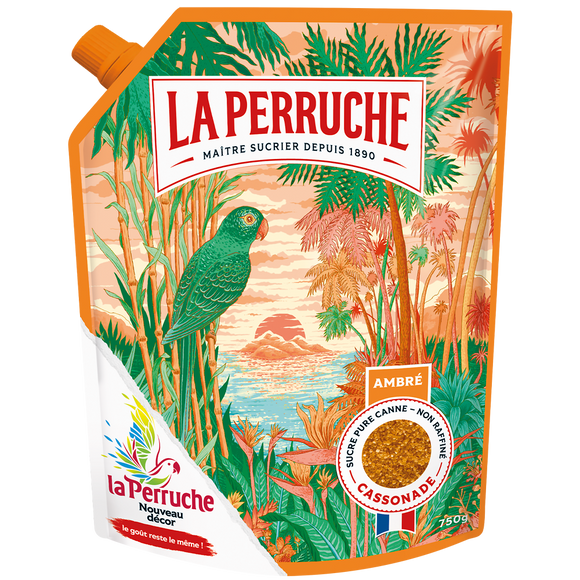 Sucre poudre ambré cassonade LA PERRUCHE, doypack 750g
