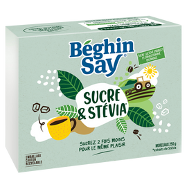 Sucre blanc en morceaux ligne extrait de plantes stévia BEGHIN SAY, 250g