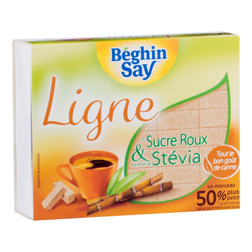 Sucre roux en morceaux ligne extrait de plantes stévia BEGHIN SAY, 250g