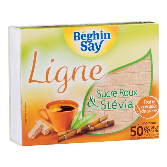 Sucre roux en morceaux ligne extrait de plantes stévia BEGHIN SAY, 250g