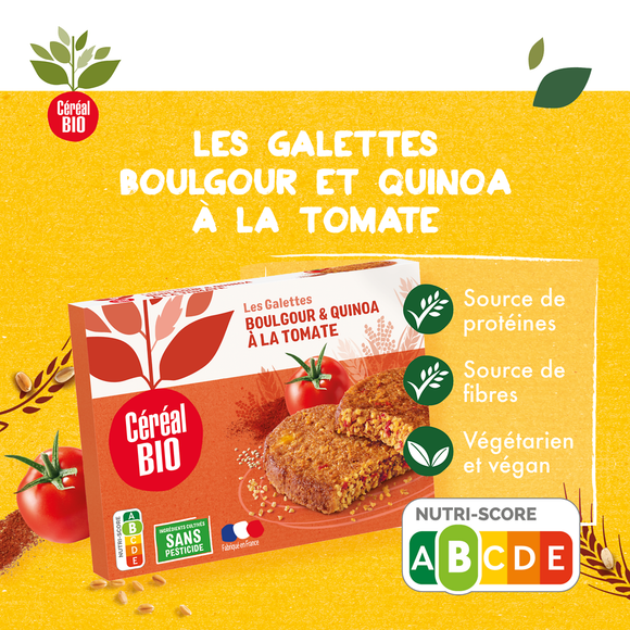 Galette Boulgour, Quinoa, Tomate et Paprika doux CEREAL BIO - 200g