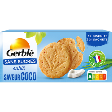 GERBLE - Biscuit Sablé Saveur Coco Sans Sucres - 132g