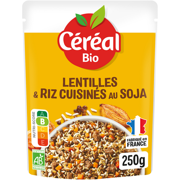 Lentilles Riz Soja Sachet repas express CEREAL BIO - 250g