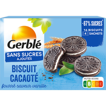GERBLE - Biscuit cacaoté fourré vanille sans sucres ajoutés - 176g