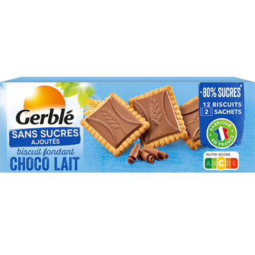 GERBLE - Biscuit fondant chocolat lait sans sucres ajoutés - 126g