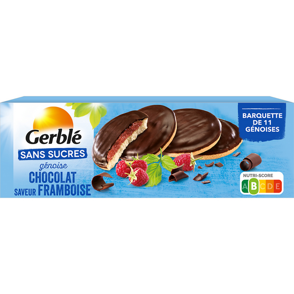 GERBLE - Biscuit génoise chocolat framboise Sans Sucres-  140g