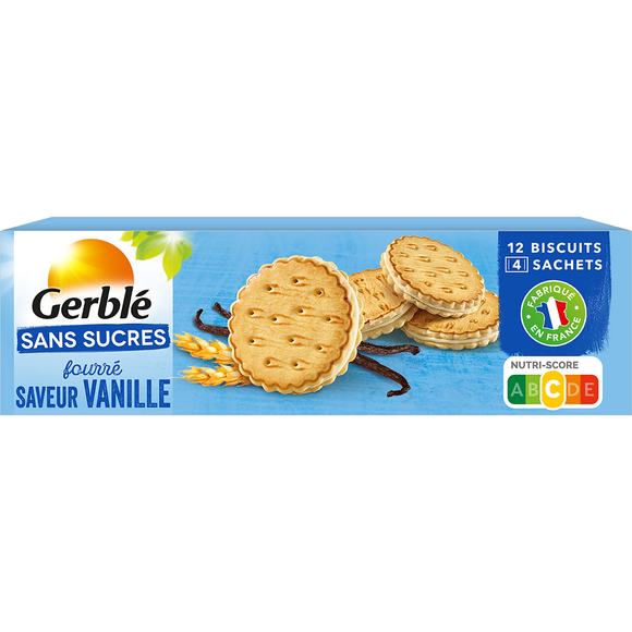 GERBLE - Biscuit fourré vanille Sans Sucres - 185g