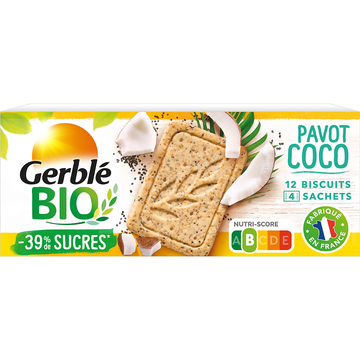 Biscuits coco pavot GERBLE BIO -  4x3, 132g