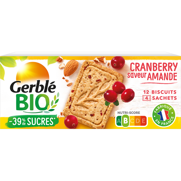 Biscuits amande cranberry GERBLE BIO -  4x3, 132g